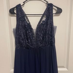 Long navy blue wedding dress